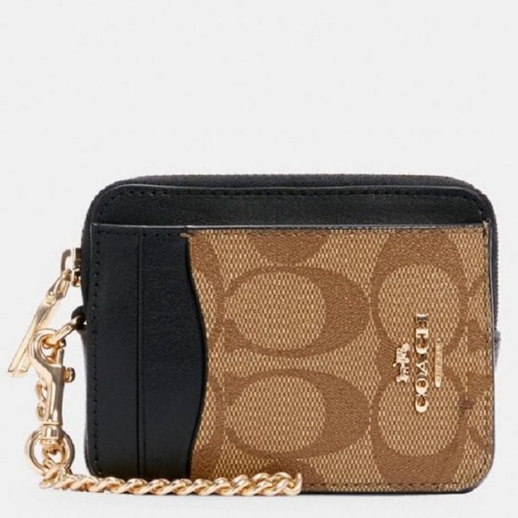 Coach Accessories - $89 *NEW* COACH Zip Card Case In Blocked Signature Canvas